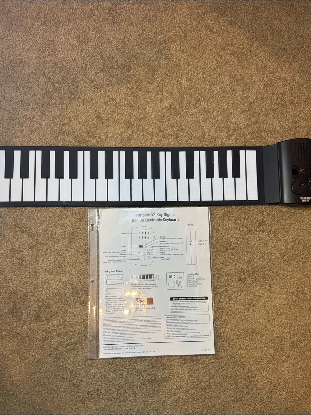 Sharper Image Electronic Keyboard Roll-Up 37-Key Digital Portable Keyboard